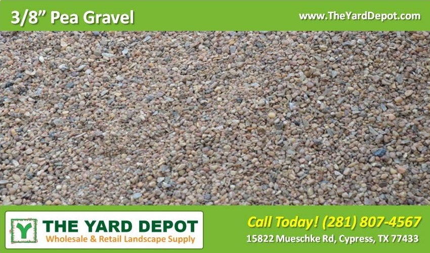 Sand & Gravel Supplier - 3/8 Inch Pea Gravel - TheYardDepot - Wholesale Landscape Supplier Cypress - Retail Landscape Supplier Cypress 15822 Mueschke Rd Cypress TX