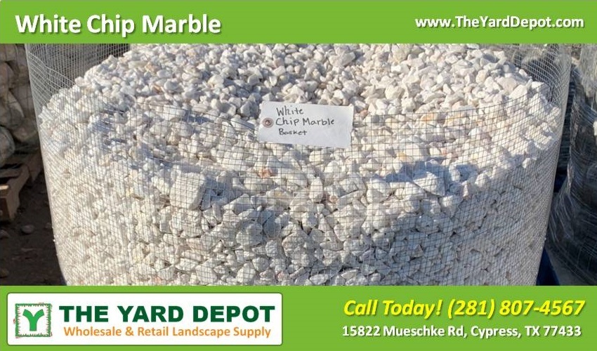 White Chip Marble Basket - TheYardDepot - Wholesale Landscape Supplier Cypress - Retail Landscape Supplier Cypress 15822 Mueschke Rd Cypress TX
