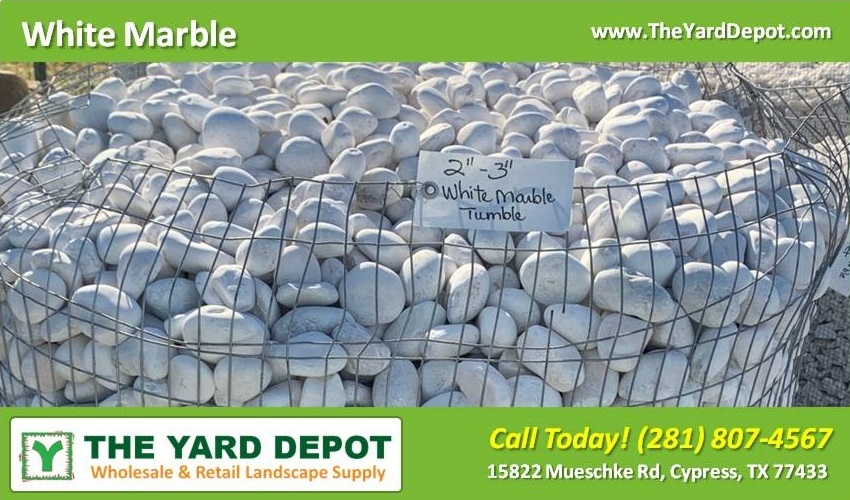 White Marble Basket - TheYardDepot - Wholesale Landscape Supplier Cypress - Retail Landscape Supplier Cypress 15822 Mueschke Rd Cypress TX